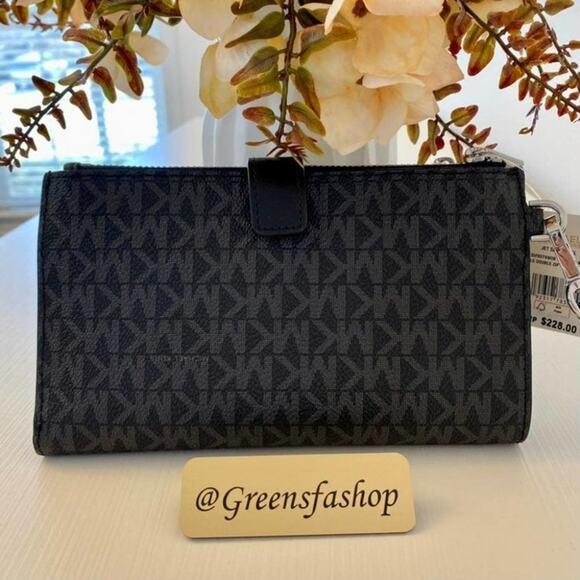 Michael Kors Double Zip Wallet With Wristlet black signature - Picture 2 of 4